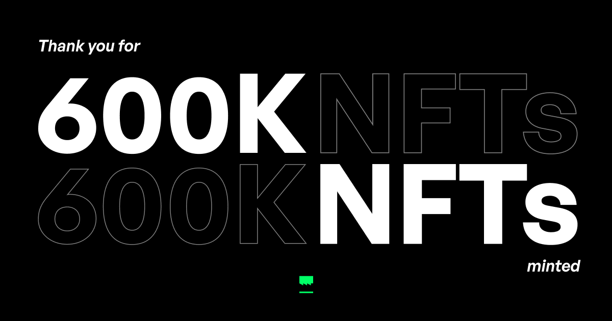 nmkr_io's tweet photo. 600,000 NFTs have been minted on the Cardano blockchain using NFT-MAKER PRO!🚀 

#CNFTs #Cardano #NFTs https://t.co/U7skdZszU9