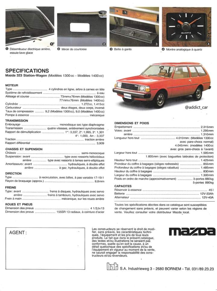 The Mazda 323 station wagon shown here was available in 1300cc and