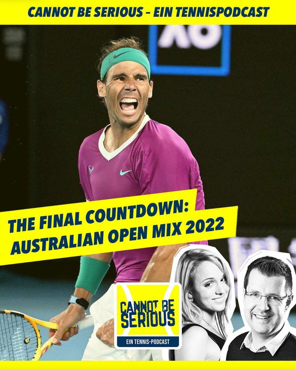 Sky_MarcelM's tweet photo. Unser „Final Countdown“ für die #AusOpen ! @NickyGeuer &amp; Ich  bringen Euch in Schwung für die Finals beim ersten Grand-Slam-Turnier des Jahres! Die neueste Folge #CANNOTBESERIOUS ist pünktlich zum Start ins Final-Wochenende online. #TEMSPODCAST #Nadal #Medvedev #BartyParty https://t.co/y0nq9dtMLx