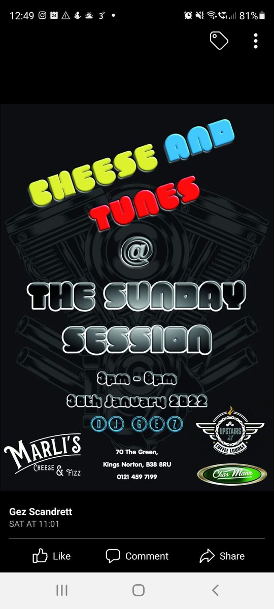 Let's see January out with a bang! This #SundayFunday cheese and tunes with DJ Gez upstairs at Chas Mann in Kings Norton 🧀🎵 #marlischeeseandfizz #Birmingham  #kingsnorton #music #sundayvibes #SundayMotivation