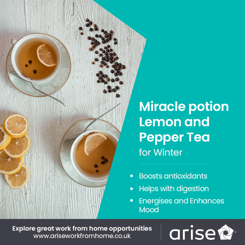 Ariseworkathome's tweet photo. This lemon and pepper tea will enhance your mood and protect your digestive system this winter. #WinterTea #HealingTea #Winter #WorkingFromHomeinWinter https://t.co/981nZK1EBy