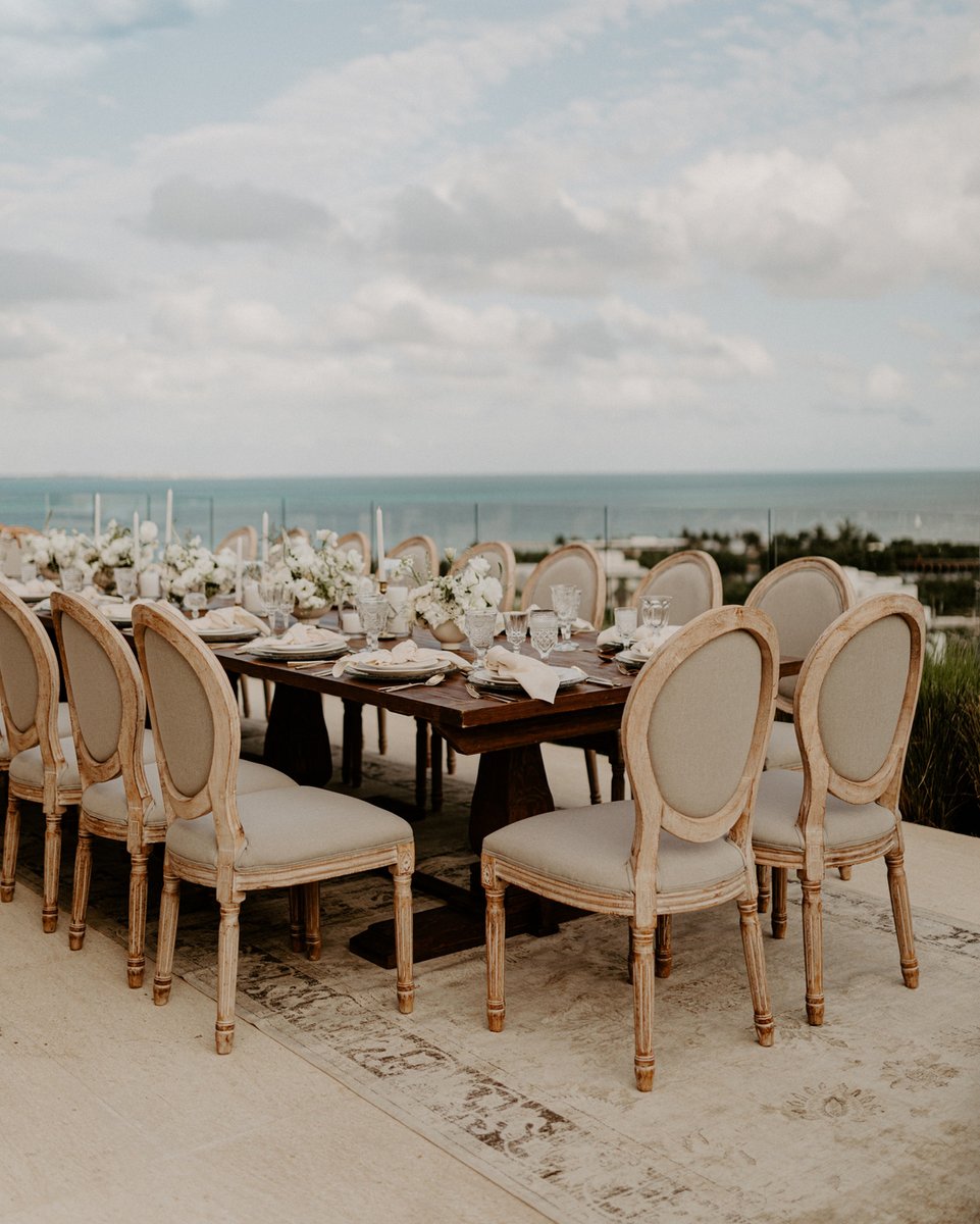 I don't know what prettier - the view or our Eva chairs?

Rentals and Decor: @archiverentals
Photo: @beatatumphototulum
Stationary and Florals: @aralia.mx
Catering: @icazacreativoscatering