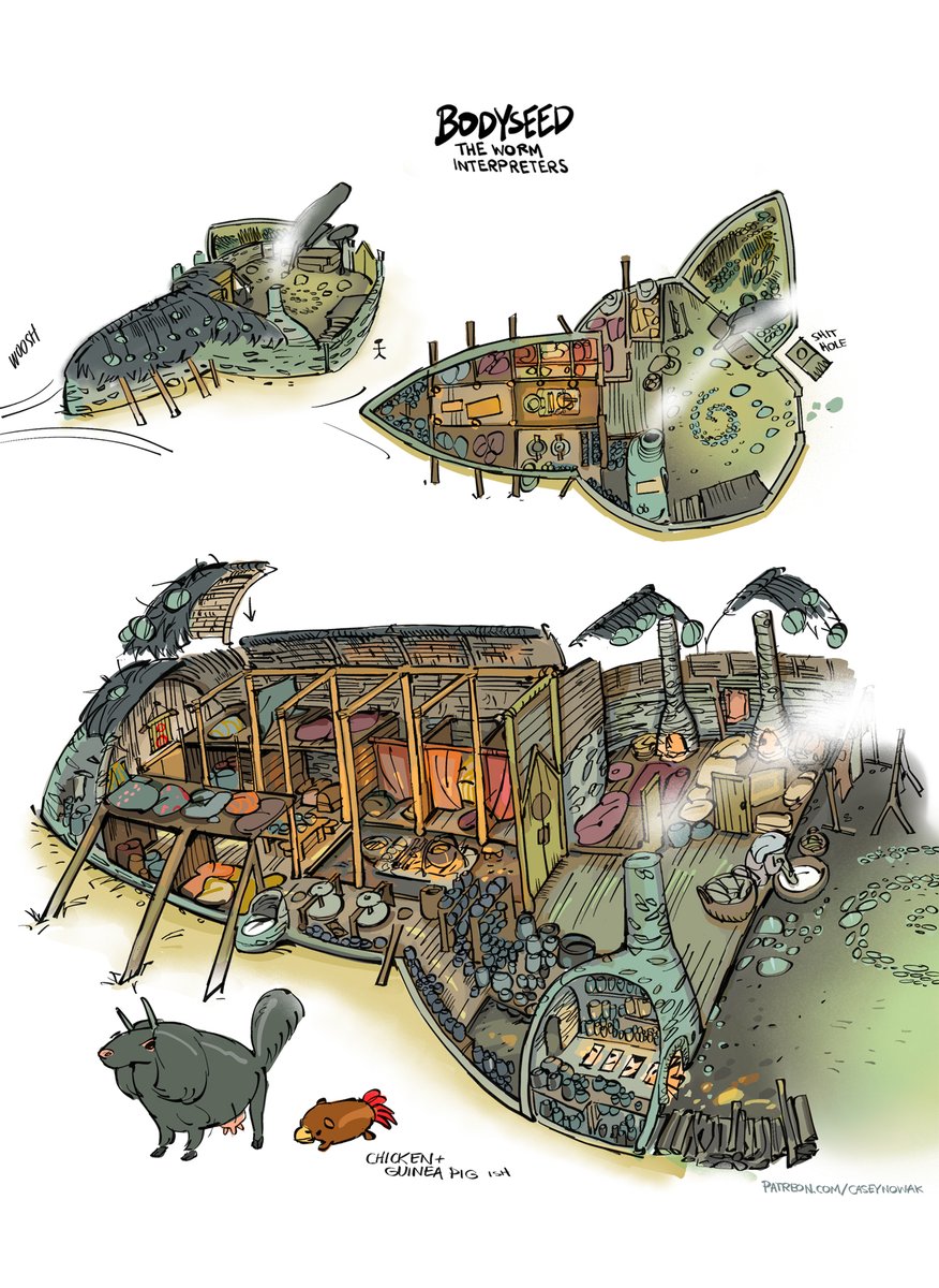 IgnatzHaderach's tweet photo. The Worm Interpreters PDF includes some colored concept art cus I can't draw an interior without inventing the whole thing, it is my beautiful curse https://t.co/XqmEW31s3j
