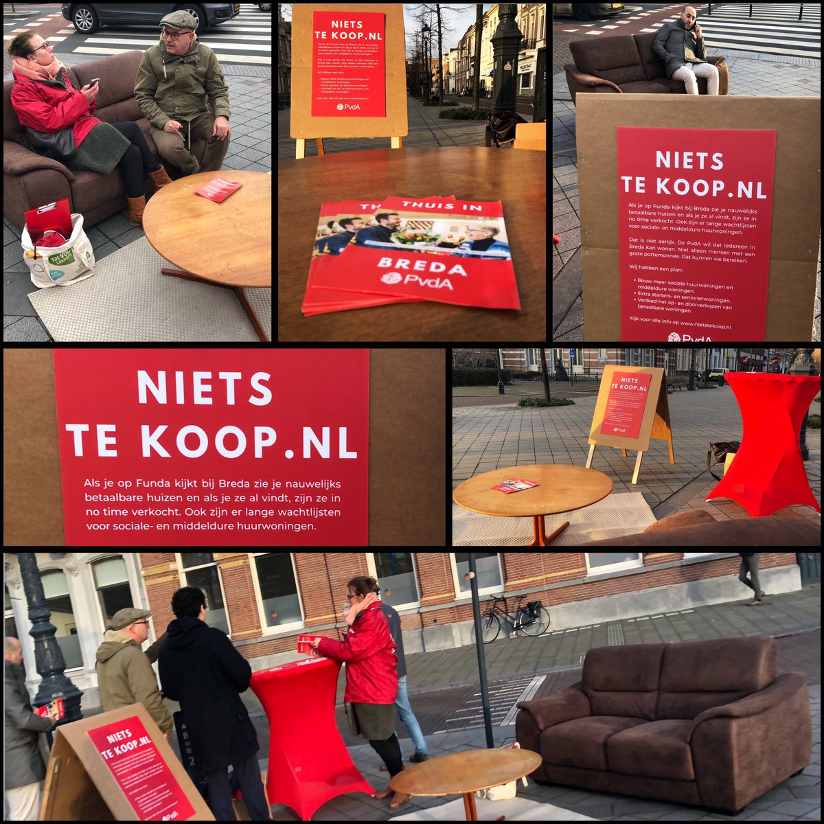Met <a href="/PvdA/">Partij van de Arbeid</a>Breda actie gevoerd tegen de wooncrisis in onze openlucht huiskamer! In gesprek met voorbijgangers over hun woonsituatie &amp; woonwensen. De komende jaren wil de @PvdA zich nog meer inzetten op het bouwen van betaalbare woningen 🏠 #iedereenheeftrechtopeenhuis