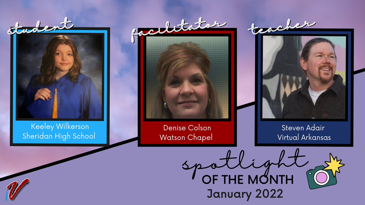 VirtualArkansas's tweet photo. Happy 2022! It's the first Spotlight of the Year and we are excited to announce to you our Student, Teacher, and Facilitator of the Month. Read more about them here: https://t.co/wlGVtbdzG8 #virtualarkansas #VA4AllAR #blendedlearning #onlinelearning #virtuallearning #vaimpact https://t.co/SQJmYcbiZH