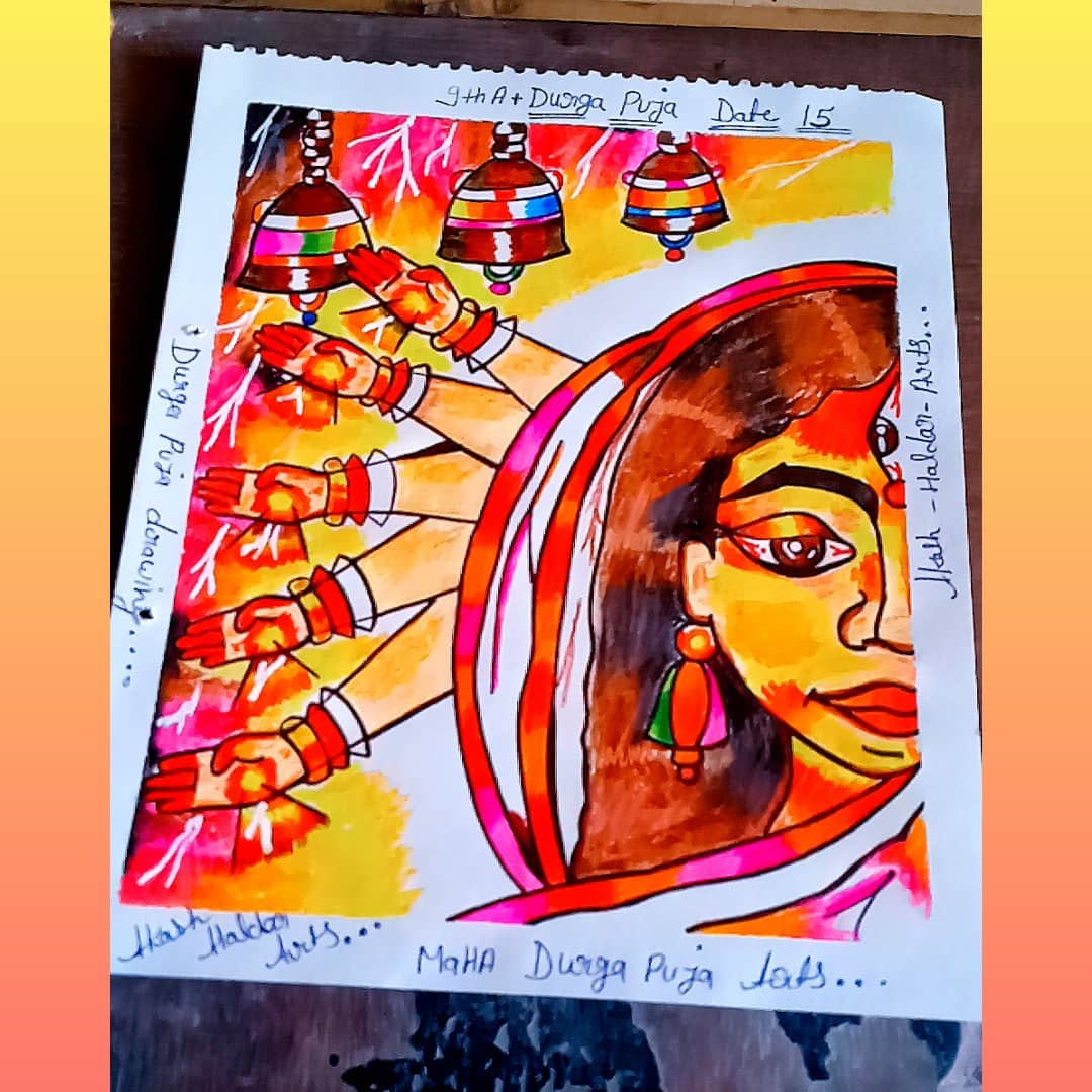 Durga Puja, Painting by Amlan Dutta | Artmajeur