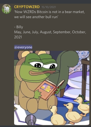 CryptoWZRD_SCAM's tweet photo. 1/ "Well see upside move no matter what"? 
Really? No way. Thanks captain obvious. 

"2022 should be a better year than 2021"? 
Exactly what he said for November/December and look how those turned out.

He called BULL RUN all of 2021.

This must be the 4 year bear market signal. https://t.co/vAcsEF4l66