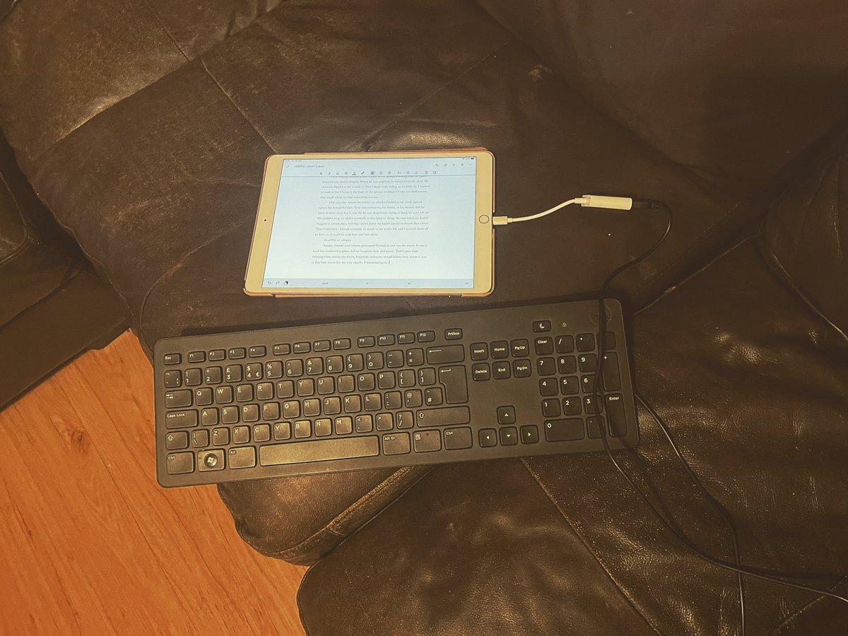 KieraDFoster94's tweet photo. Having a tech-y ex when your laptop gives up is rather helpful 🤣 my IPad and his spare keyboard and adapter! Child free writing weekend, here I come! #writerslife #writingcommunity #weekend #writer #childfree https://t.co/2U5IGx2MVm