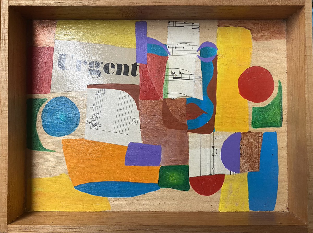 KORTEZTHEARTIST's tweet photo. “Urgent” is a old #mixedmediacollage in a 8” x 10” #cigarbox and I’m doing a #visualremix of the piece.
.
I’m giving the #painting new life and the public a #opportunity to acquire the #artwork before I change it.
.
#esotericurbanism #art #houseofbav https://t.co/5KHjRy6xDl