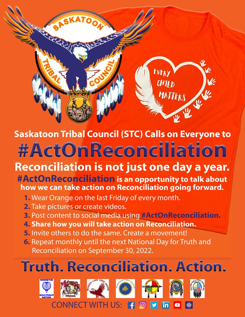 StoonTribalCncl's tweet photo. #ActOnReconciliation - Reconciliation is not just one day a year.

We're grateful that the @cityofsaskatoon is supporting this campaign with a suggestion to learn why Land Acknowledgments matter and how to create yours: https://t.co/wbpjCDlP0d 

Truth. Reconciliation. Action. https://t.co/sW55UHGhOH