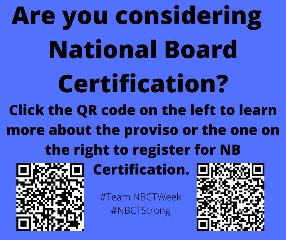 cerrasc's tweet photo. How about YOU?! Are you considering becoming a NBCT? Do you know someone who should pursue Certification?
#TeamNBCTWeek #NBCTstrong https://t.co/jSynHgfsxh