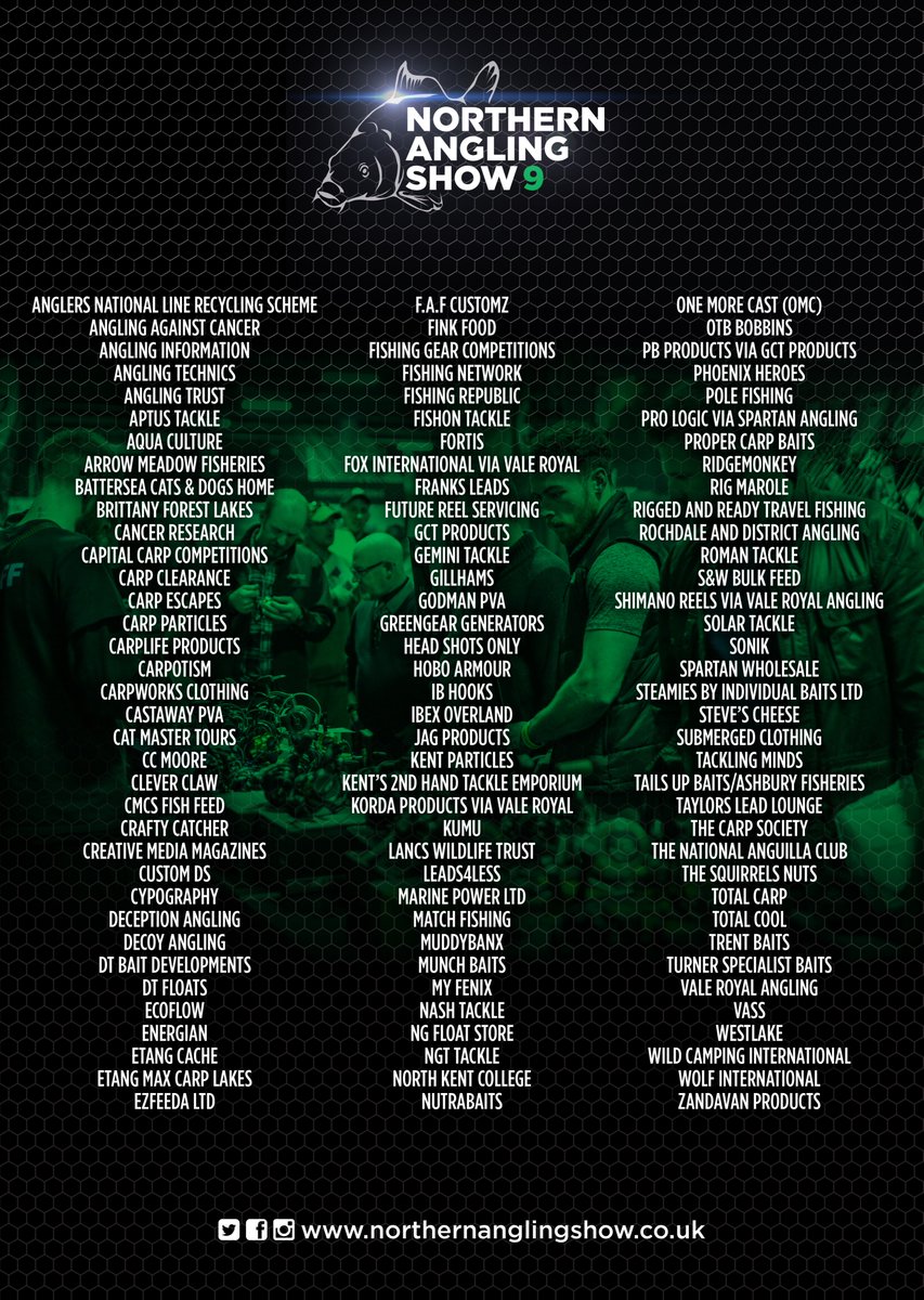 NAnglingShow's tweet photo. NAS 9 - THE EXHIBITOR LIST❗👀
It's what you have all been waiting for...

#NAS9 #northernanglingshow https://t.co/tTt4D96qzg