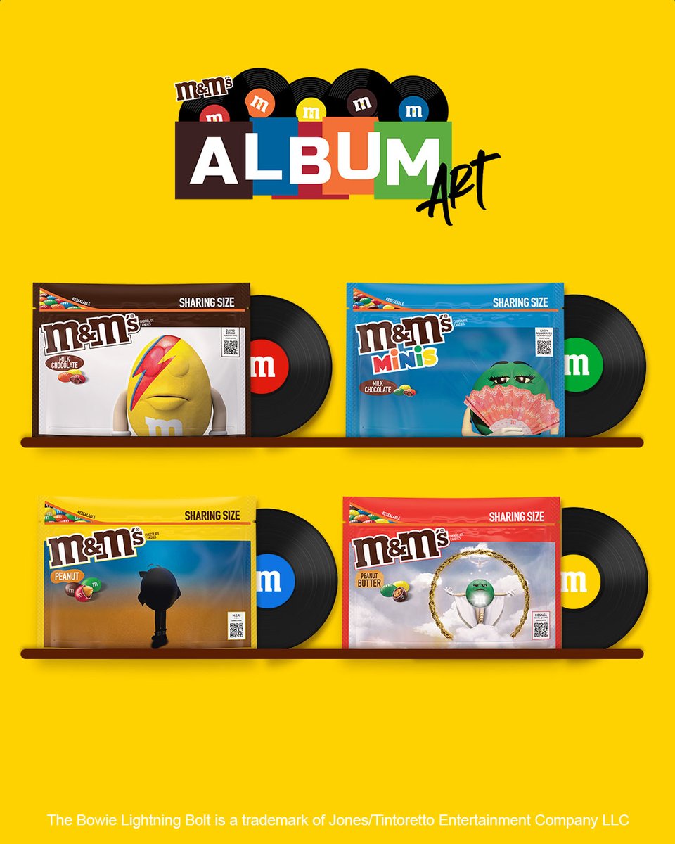 mmschocolate's tweet photo. Turn it up because we’re grooving with our new M&amp;M’S Album Art packs! Pick up your favorite and get your jam on. Head to https://t.co/fPJTAanacV for more! #MMSAlbumArt https://t.co/3aILLA9G4u