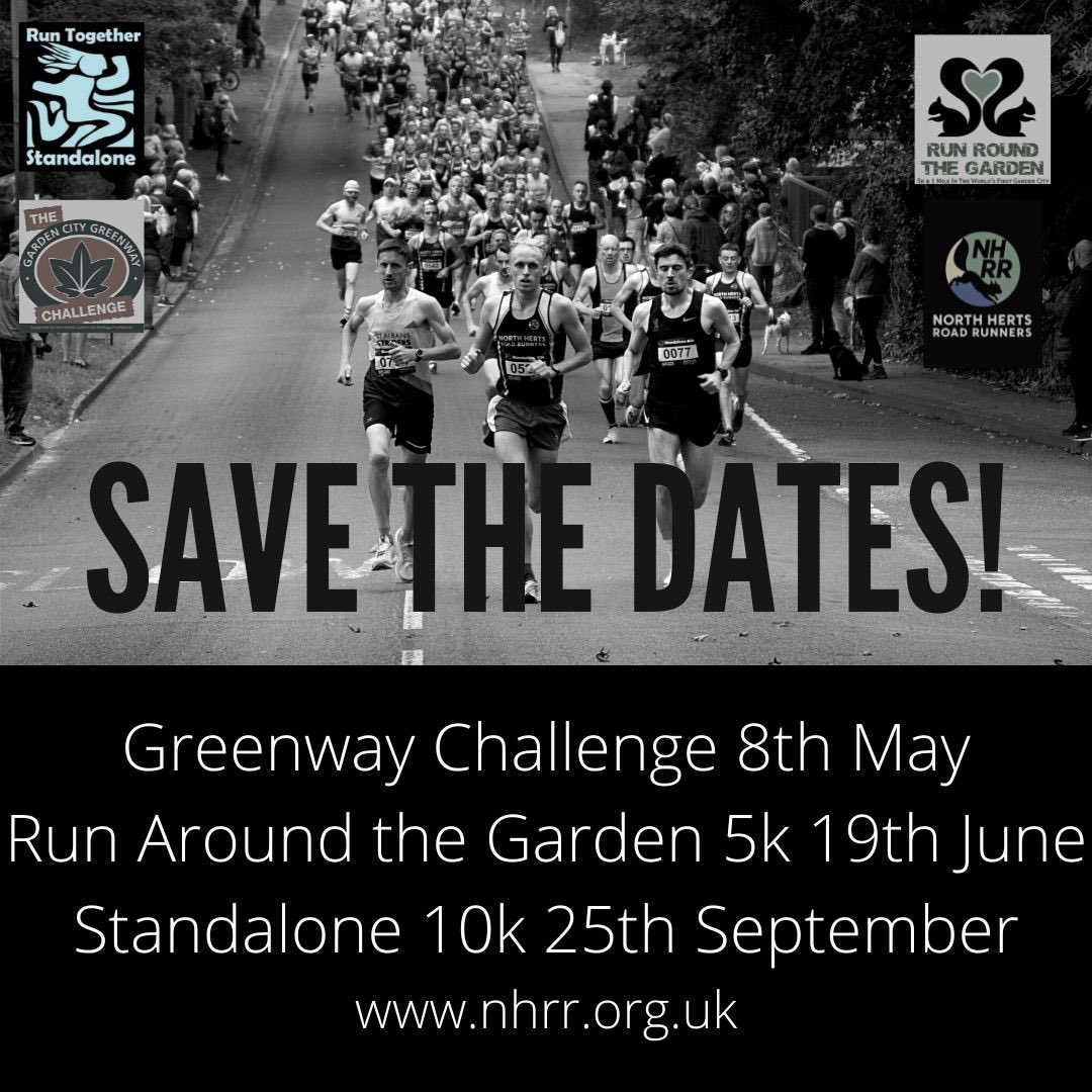 Save the dates!

We have loads of exciting races coming up this year, starting with the Greenway Challenge on May 8th. Entry will be open soon for this scenic half marathon around Letchworth’s Greenway 
#Greenwaychallenge2022 #RATG2022 #Standalone10k #runtogether #letchworth