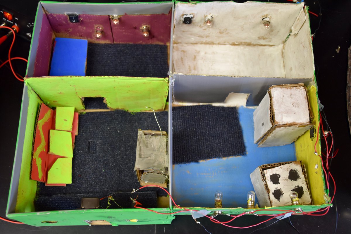 BoysLatinSchool's tweet photo. Students in the Honors Electricity And Magnetism class designed and built model houses for their semester project and had to wire with four different circuits. The houses have working lights,  doorbells and even ceiling fans! #BoysLatin #BL #OneBL #EQV https://t.co/vextSqyRSI
