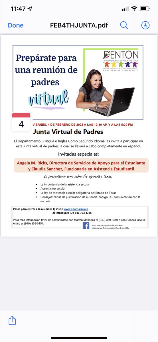 ShultzMustangs's tweet photo. Angela Ricks estará presentando y demostrando información de Denton ISD.
 
Acompáñenos el 4 de febrero a las 10:30 a.m. y nuevamente a las 5:30 p.m.
Aquí está el enlace para unirse: https://t.co/9Z9nGywNW8 https://t.co/mdYyezRJIX