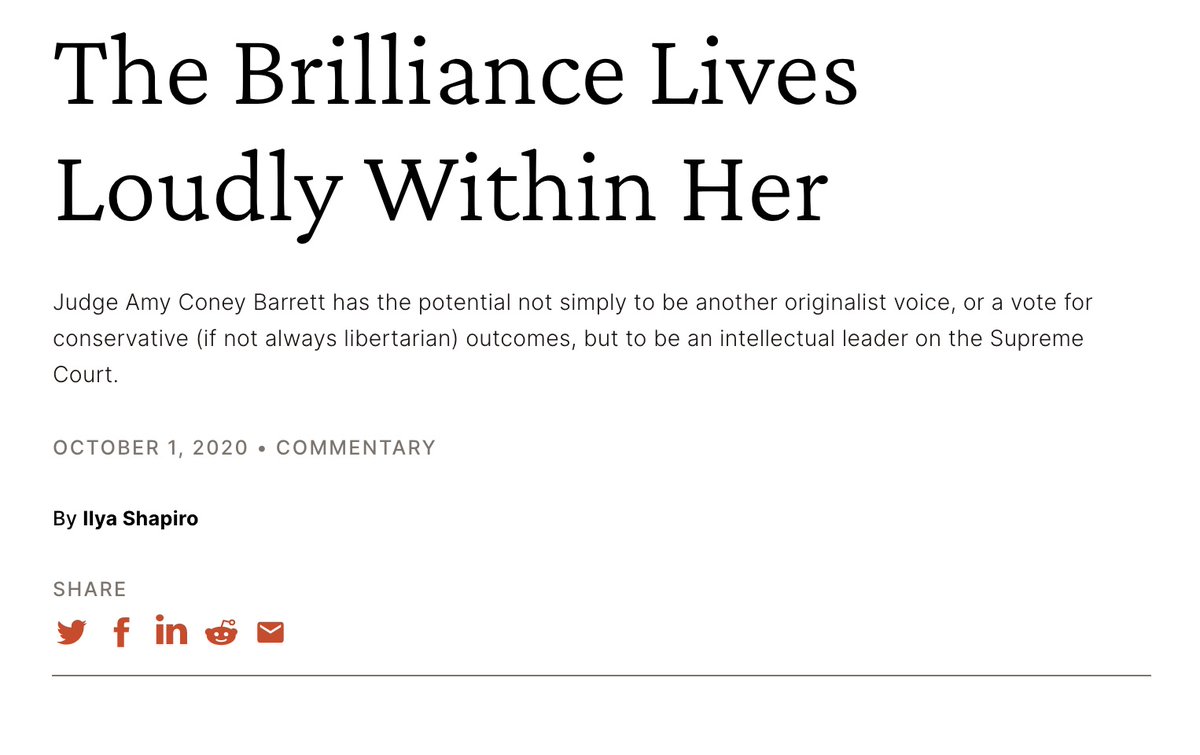 radleybalko's tweet image. Ilya Shapiro on Sonia Sotomayor (17 years as a federal judge, extensive trial experience, pro bono and appellate work when she was nominated) vs. Amy Cony Barrett (3 years as a federal judge, never tried a case or argued an appeal, nominated after Trump promised a woman).