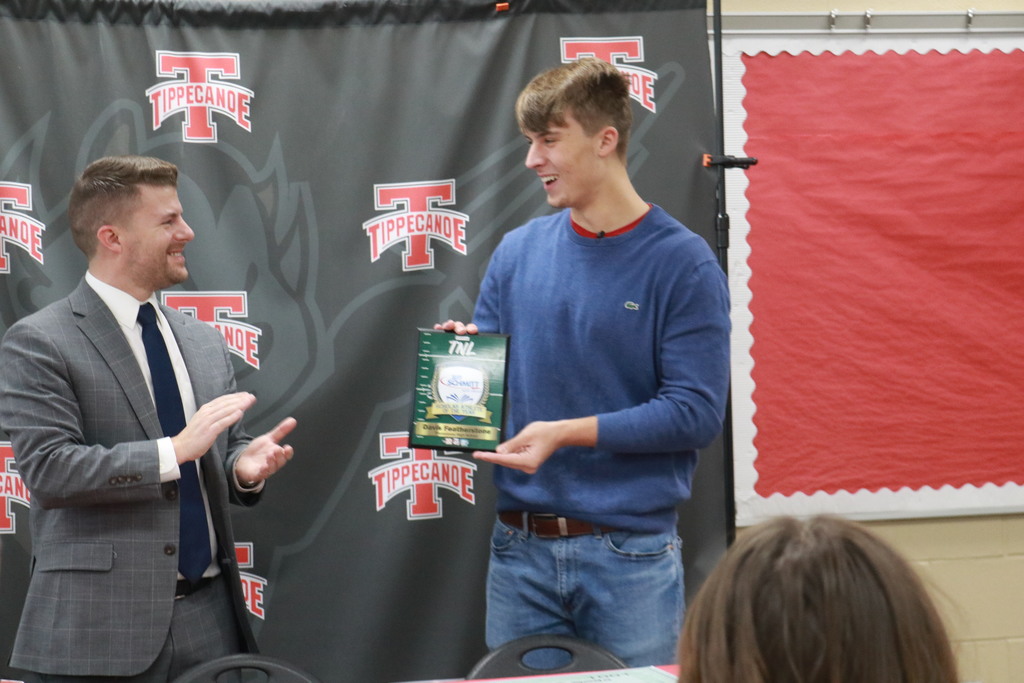 Congratulations to Tippecanoe High School senior Davis Featherstone who was named the Thursday Night Lights Scholar Athlete of the Year, sponsored by Jeff Schmitt Auto Group.  The honor includes a $5,000 college scholarship.  #WEareTIPP