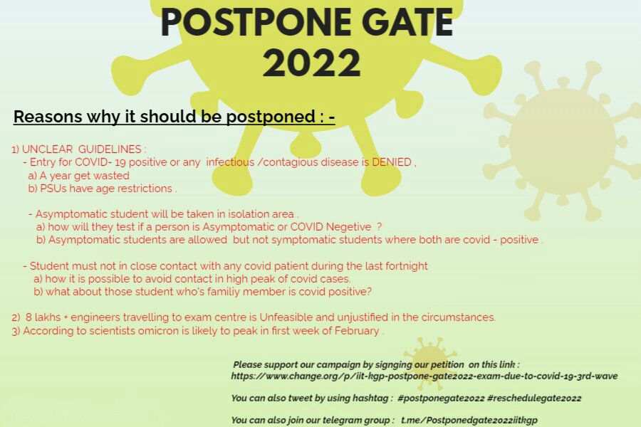 kumarpa72466034's tweet photo. It's very unfair 
IIT KHARAGPUR postponed all It's events. But they are going to conduct gate exam. Where logic here
#postponegate2022 https://t.co/uhtXhzpK7T