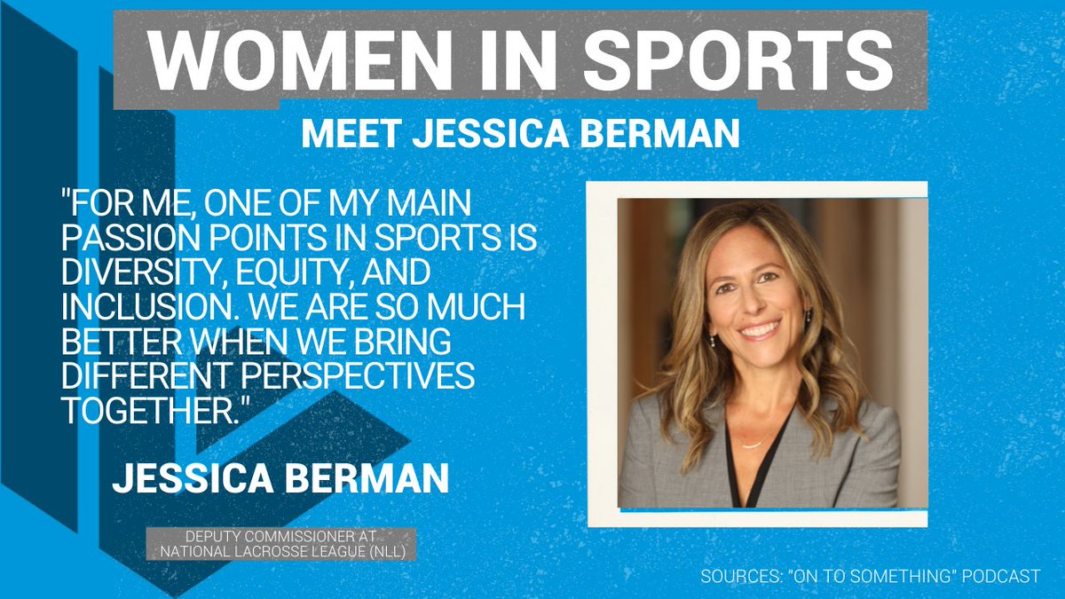 Today’s Women’s Sports Executive Network feature is <a href="/JessicaBerman1/">Jessica Berman</a> of the <a href="/NLL/">NLL</a>. She's the 1st female Deputy Commissioner of a men’s professional sports league &amp; not only brings an amazing business &amp; legal mind, but also a unique ability to connect people. Thanks for all you do🤍
