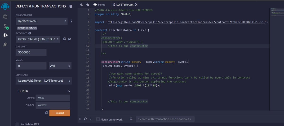 everywhererahul's tweet image. Day6 with @LearnWeb3DAO  
Completed Cryptocurrency Tutorial (ERC20)Before the  Dapp Tutorial. And thank you @haardikkk  for the  
amazing tutorial video, I Understood Each and every part of the code💯🤞
#LearnWeb3Dao #Web3  #Day6Learnweb3Dao
#100Daysofweb3