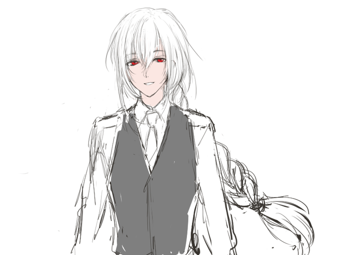 白髪赤瞳のtwitterイラスト検索結果