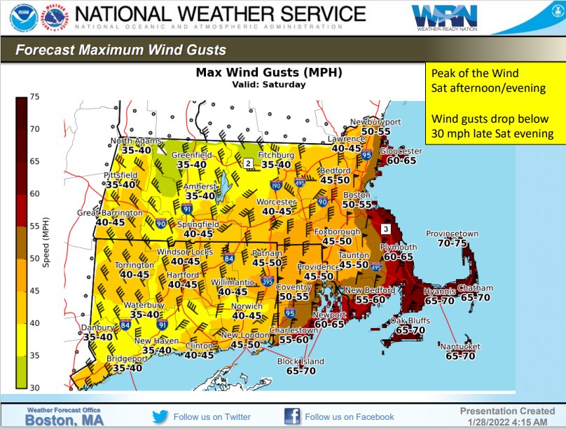 Predicted wind gusts Saturday 60-65 mph. Treat all downed power lines as live.
