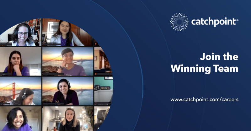 Catchpoint's tweet photo. Join the journey with us and @RealWebPageTest to see where we're headed next in #observability and #webperf.

We're hiring 👉 https://t.co/aCFBbiHSyk

#Catchpointer #CatchpointCrew #monitoring #hiring #career #winningteam https://t.co/pjJyrN0P7M