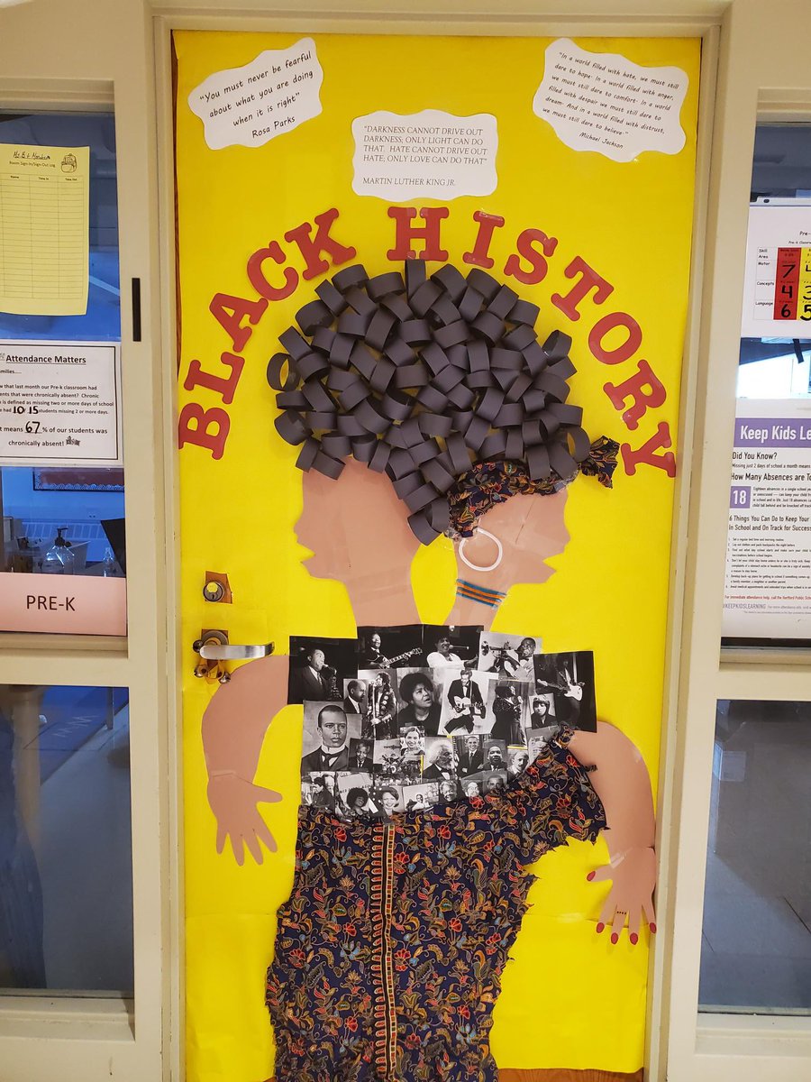 Our PreK classroom is ready for Black History Month with this amazing door decor. @Hartford_Public @MrRichT1P @HartfordSuper