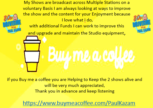 80sdrivetime's tweet photo. I love presenting my show, met amazing people, have great listeners &amp; stations,  For that I am grateful, I Don’t get paid but it does cost, I am looking for sponsors, if you fancy treating me to a coffee it would appreciated, click link below, Thank you https://t.co/jMQ6d7W8mX https://t.co/Bbh8xcXGPh