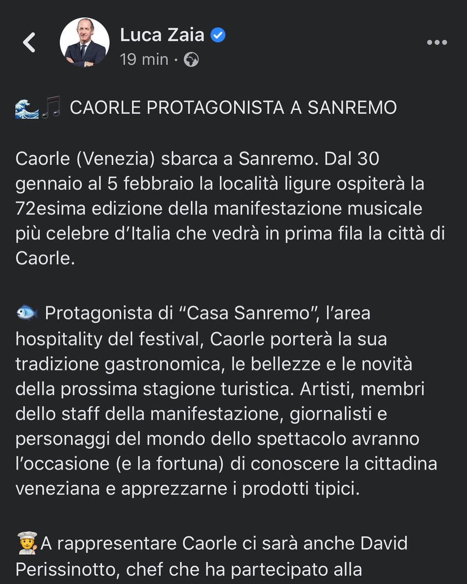 David82Big's tweet photo. Grazie al Governatore del #veneto #lucazaia ! #sanremo #sanremo22 #caorle https://t.co/RN73JqgECT