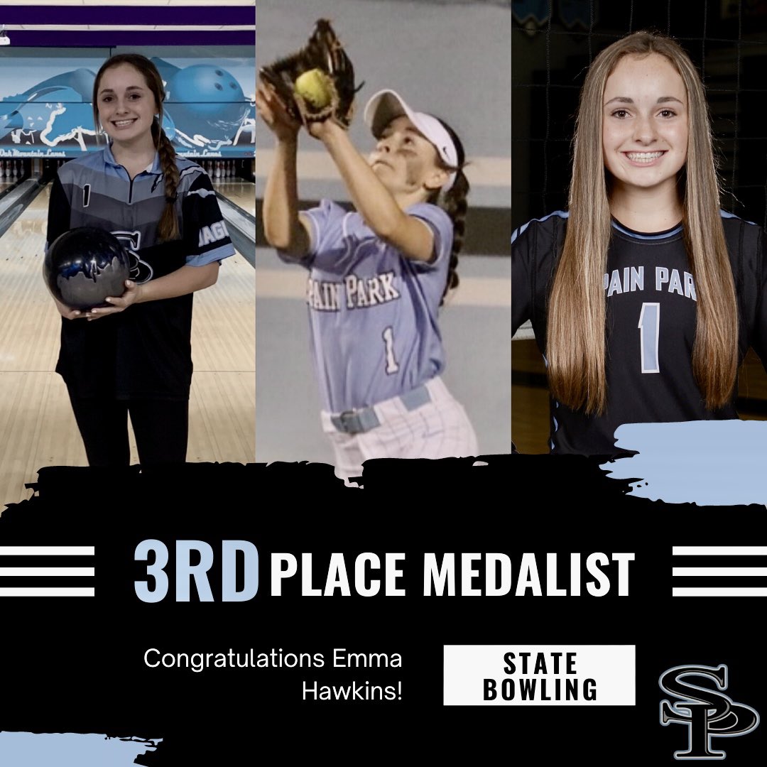 Congratulations to our 3 sport athlete @EmmaHaw60904582 on placing 3rd overall Medalist yesterday in the @ahsaasports state bowling tournament! Emma now has the school record with 244! State tournament continues today at 1pm! #LETSSSSSGOOOOO