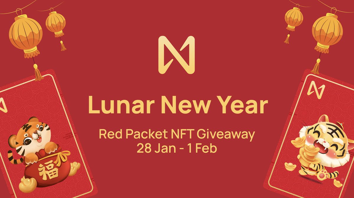 1/ 📣 Announcing the #NEAR Community Lunar New Year #NFT Giveaway!

To celebrate the Year of the Tiger we’re giving away 200 special NEAR red packets of NFTs and $NEAR through link drops.

📅 28th Jan to 1st Feb

Read the rules to participate! 🔽🧵