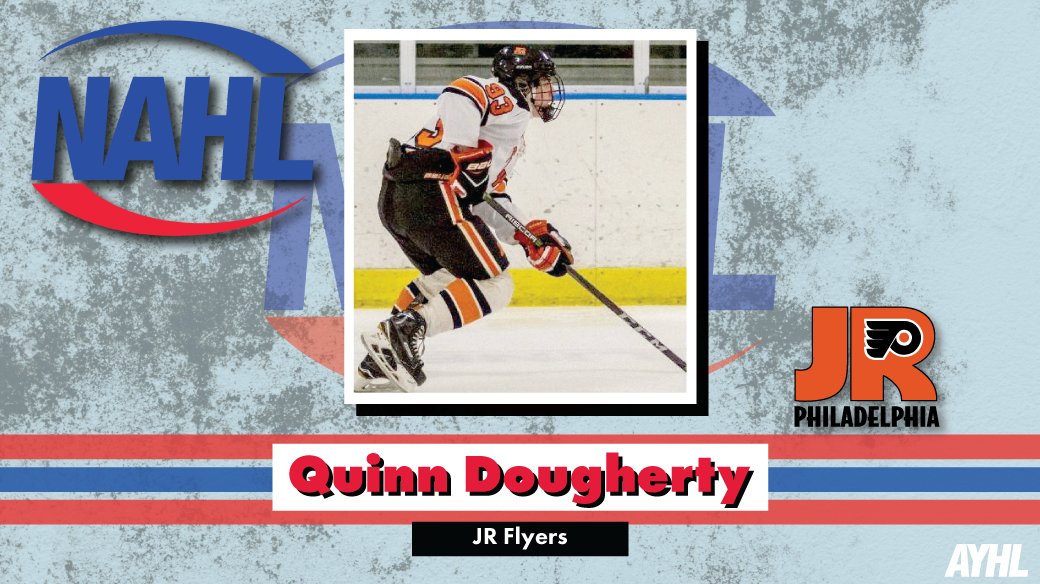 The_AYHL's tweet photo. Congratulations to Quinn Dougherty from the @JrFlyers on his tender to the @JrHatTricksNAHL in the NAHL!
#ayhl #advancement

Full story ➡️  https://t.co/MmciCF5RGr https://t.co/Pz6RBWBXAY