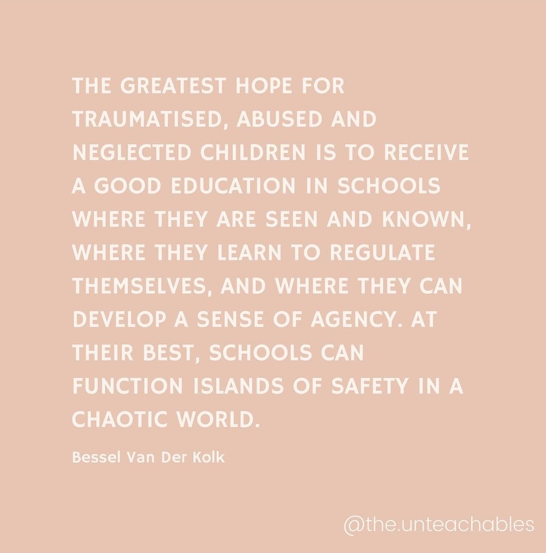MrsBrown_SEMH's tweet image. Couldn't love this quote more! This is my goal!

#Trauma #TraumaInformed #TraumaInformedTeacher #ACEs #SEMH #edutwitter

📸 the.unteachables on Instagram