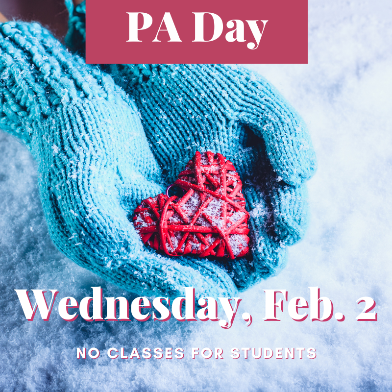 Reminder there's a PA Day in the middle of next week between first/second term - Quad 2/3. No virtual or in-person classes for students on this day.