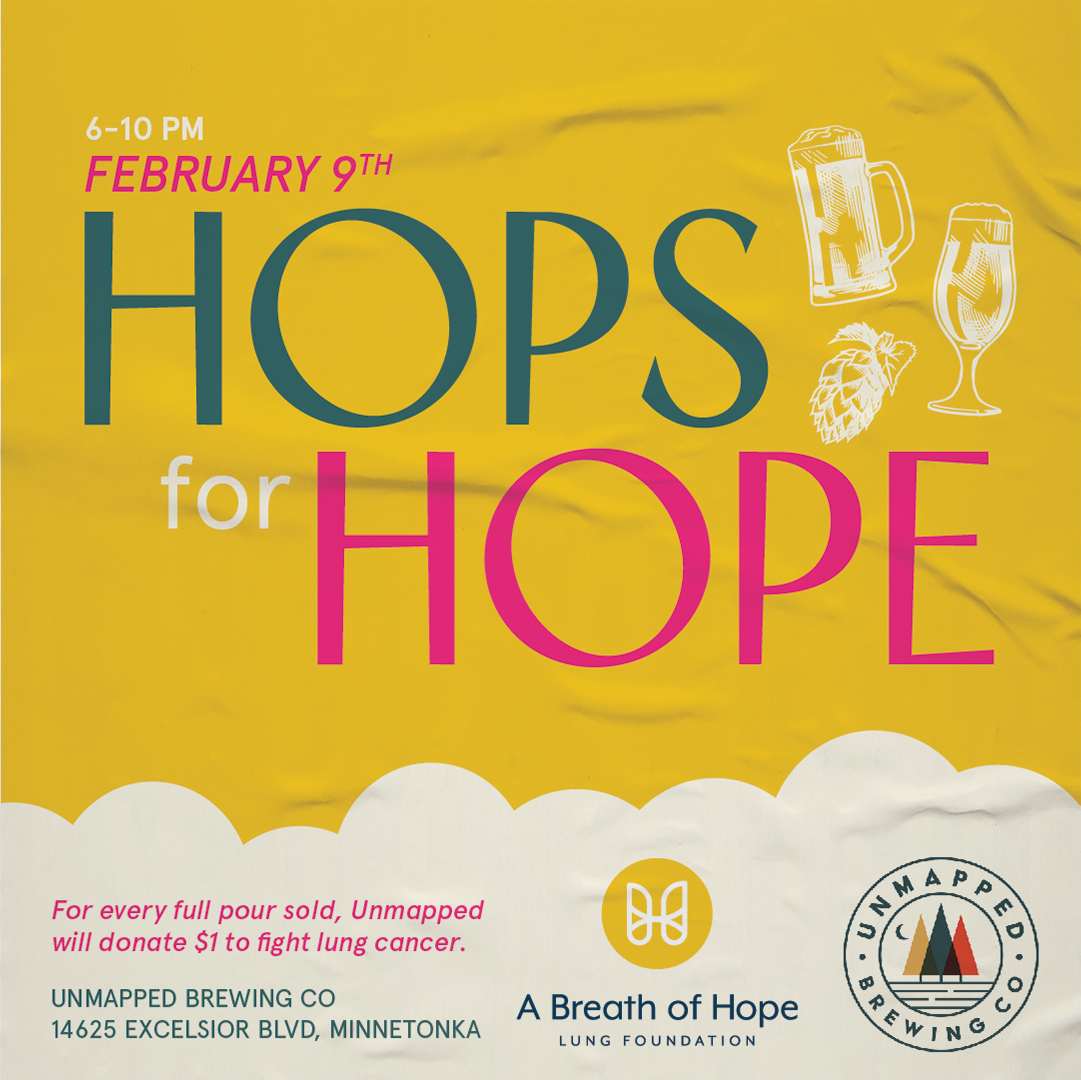 ABOHLung's tweet photo. Join ABOH Young Leaders Board at @UnmappedBrewing for Hops for Hope Feb. 9th and support A Breath of Hope Lung Foundation. Join us for a pour or two! 🍻 🫁 💙
#ABOH #LungCancer #LungCancerAwareness #HopsforHope #fightinglungcancertogether https://t.co/4ugxLpfpl3