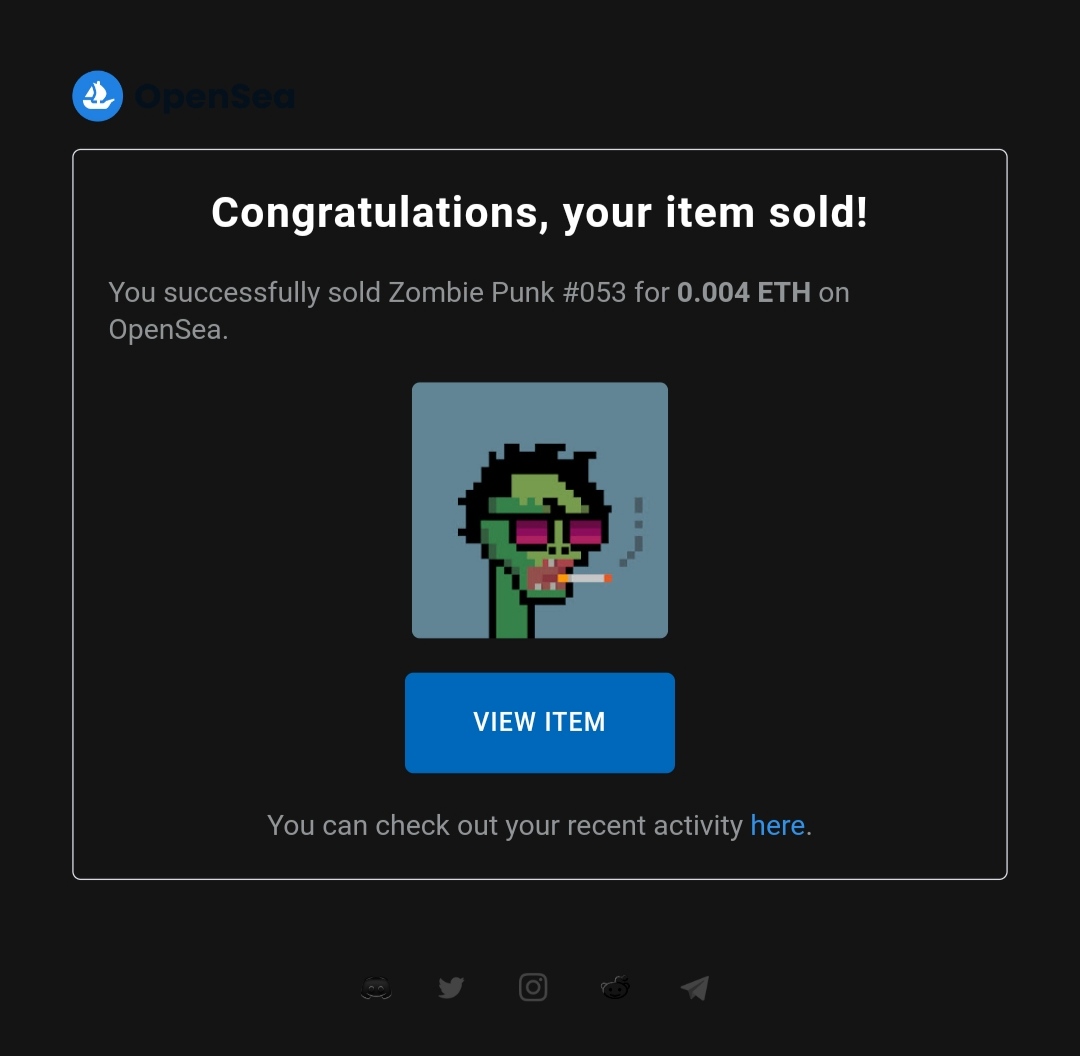 Zombie Punk sold! Thank you so much <a href="/GooglyBots7/">Googly Bots</a> for your support!!! 🧟🔥😍

#nftcollector #NFTCommunity #opensea #nftcollectors #NFTdrop #nftcollectibles #nftartists #PolygonNetwork #zombies