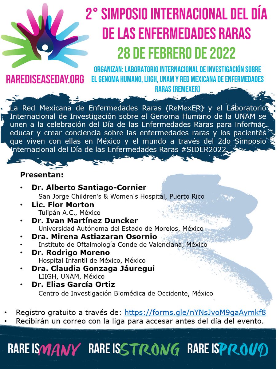 GonzagajMx's tweet photo. Es 28 de enero y estamos justo a un mes de nuestro 2do Simposio Internacional del Día de las #EnfermedadesRaras #SIDERmx2022 🦓 @LIIGH_UNAM @rarediseaseday
#RareDiseaseDay Evento virtual abierto al público.
Si no se han registrado todavía, aquí la liga👉🏼https://t.co/c3DHnrC03s https://t.co/UHJVhEynzK