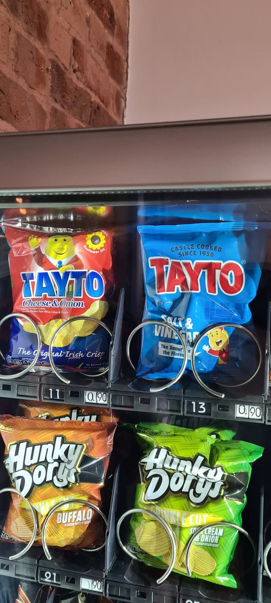 Work vending machine offering Nordie Tayto and Southern Tayto. What ye going for? Ignore the extortionate price of 90p.