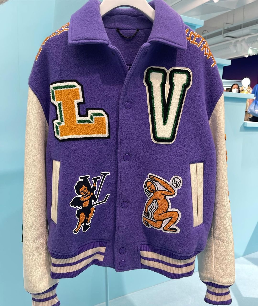 LV FW22 Varsity Jacket Credit: woos_k #lessiswore