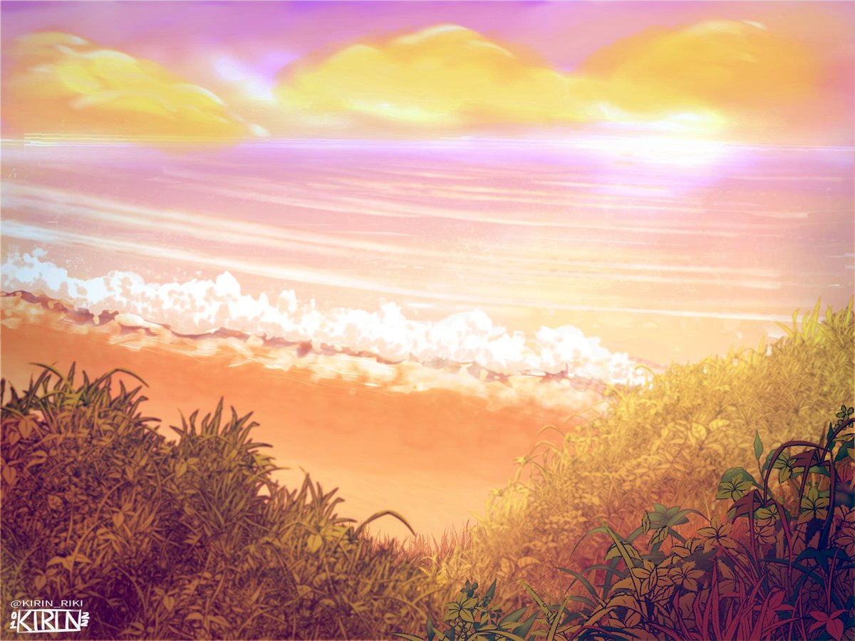 First attempt at a ghibli style seascape. Thanks to Bob Ross, I actually had fun painting it. #happylittletrees