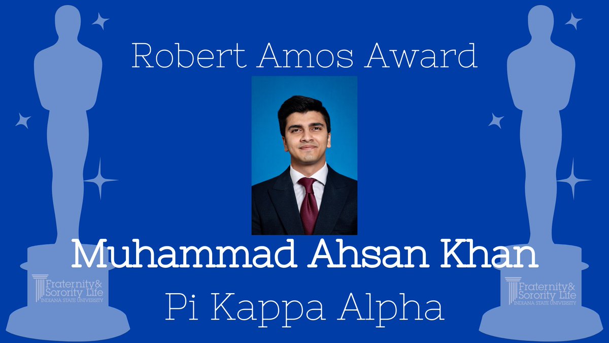 IndStateFSL's tweet photo. The Robert Amos Award is a scholarship given to a fall male-identified new member with demonstrated need, who exhibits academic achievement, is involved in many activities, and performs community service https://t.co/SuI2QNOExR