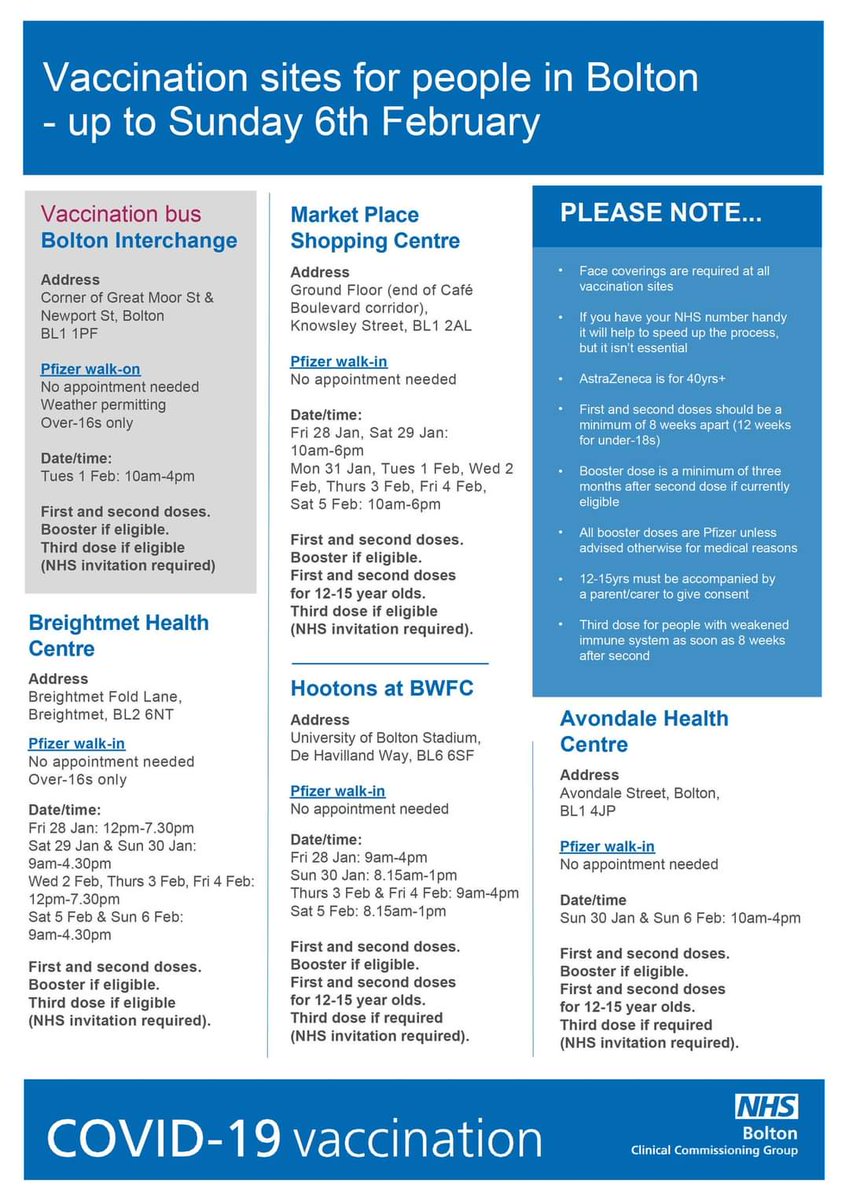 Vaccine sites up to 6th February. You really have no excuse 😷💉💜