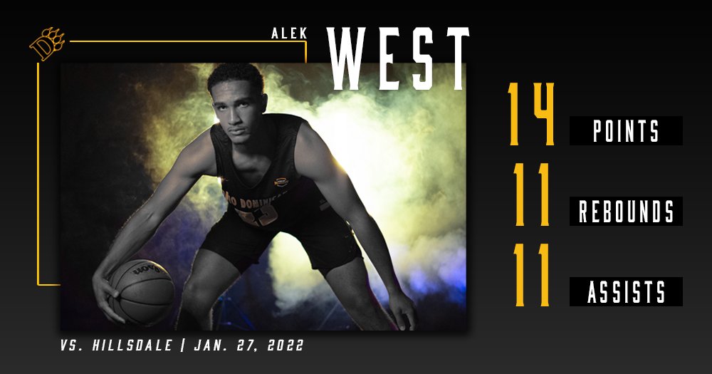 ODUAthletics's tweet photo. A performance for the record 📚 last night for @ODUPanthers_MBB's Alek West! West also added seven steals during his triple-double performance!  #ClawsOut https://t.co/Yri7kkqVuR