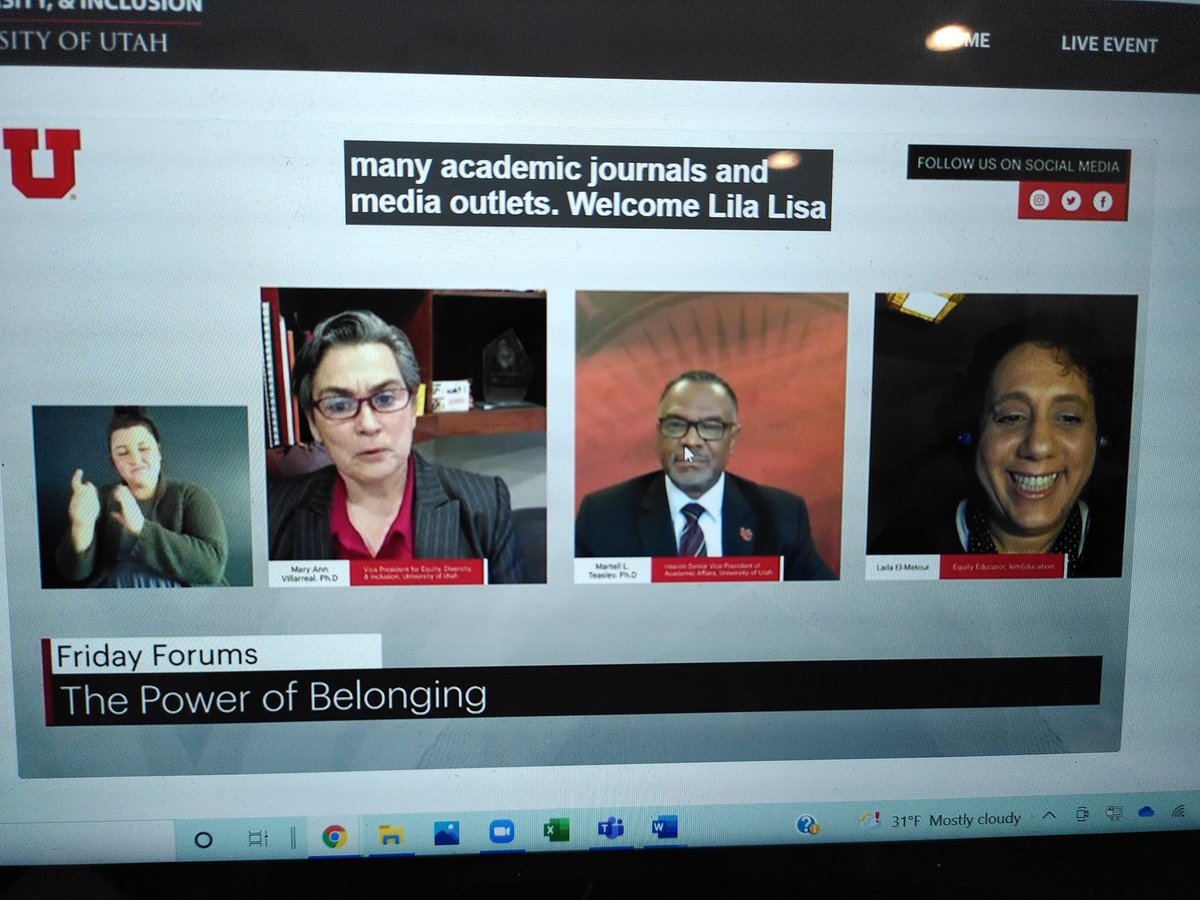 NaffySfL's tweet photo. Just settling down to @UUtah #FridayForums about the Power of Belonging! @lelmeducation is on the panel as the #EquityExpert 😃 https://t.co/r6Dkbbyc6D