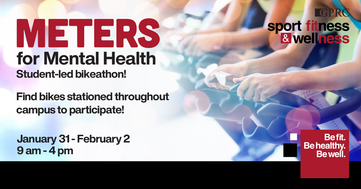 NWP_Wolves's tweet image. It&apos;s time to #MakeSomeNoise for #MentalHealth 💬🎉

#GPRCWolves are proud to host #MetersForMentalHealth starting Monday, January 31! Catch them stationed across our #GPAB campus with spin bikes collecting miles and spreading awareness to end the stigma! 🚲 @ACAC_Sport