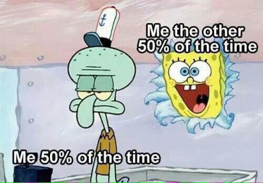RetailJobMemes's tweet image. In retail you are either Spongebob or Squidward. There really is no in between…
