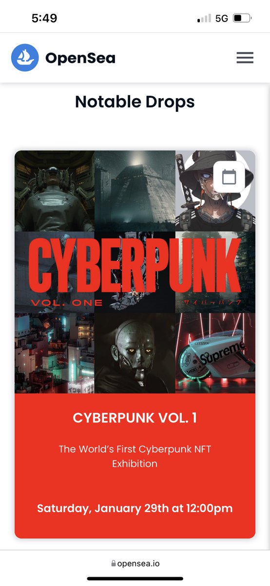 CYBERPUNK VOL. 1 on front page of @opensea! 🦾🦾🦾